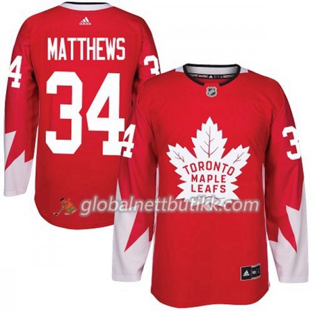 Toronto Maple Leafs Hockeydrakt Auston Matthews 34 2017-2018 Rød Alternate Adidas Authentic - Herre